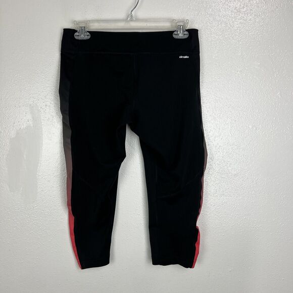Adidas Leggings Women Medium Black Ombre Side Trim Cropped Activewear Bottoms - Picture 12 of 12